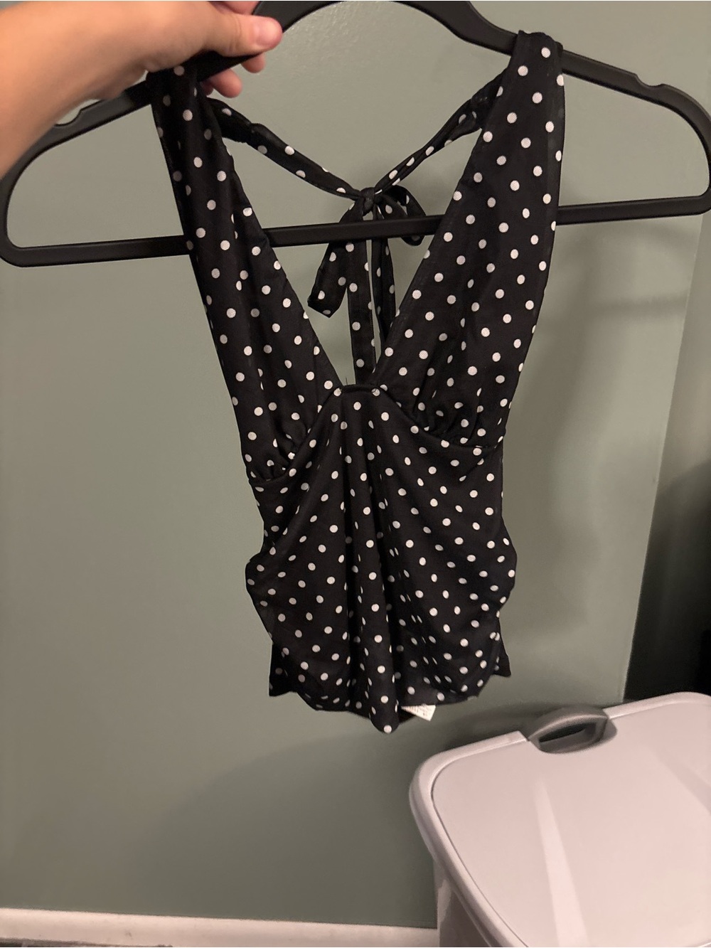 SHEIN Black Polka Dot Halter Camisole